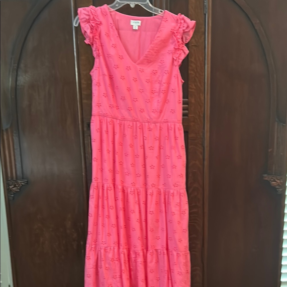 J. Crew Pink Ruffle Sleeve Dress